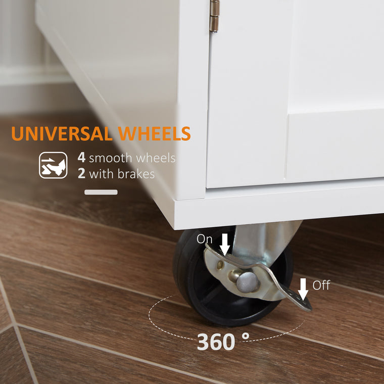 Mobile Kitchen Island Cart with Drawer - White