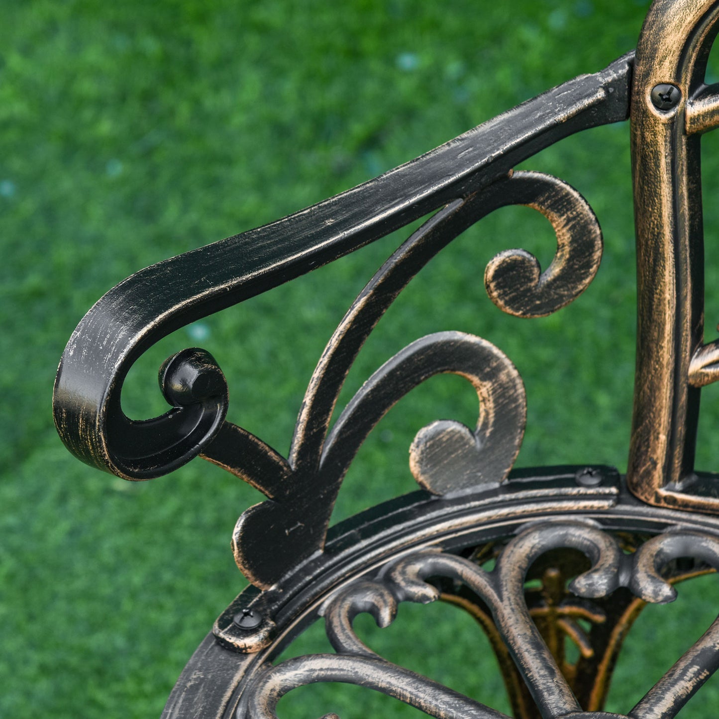 40" Outdoor Garden Bench, Cast Aluminum Antique Rose Style Patio Garden Park Loveseat Bench for Backyard, Porch, Balcony, Lawn, Bronze