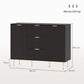 Sideboard Buffet Cabinet with 3 Drawers - Black