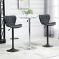 Bar Stools Set of 2, Adjustable Height Swivel Bar Chairs, PU Leather Upholstered Kitchen Counter Stools with Wide Seat, Back and Footrest, Black