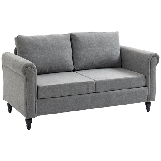 Vintage Chenille Loveseat with Rolled Arms - Light Grey