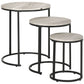 Nesting Tables Set of 3, Round Coffee Table, Stacking Side Tables with Steel Frame for Living Room, Grey