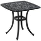 21" Square Outdoor End Table, Cast Aluminum Patio Side Table with Umbrella Hole for Garden, Balcony, Poolside, Black