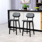 Bar Stools Set of 2, PU Leather Counter Height Barstools, Bar Chairs with Footrest and Solid Wood Legs, Black
