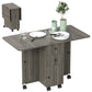 Foldable Drop-Leaf Kitchen Table with Storage - Grey