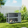2 Tier Wooden Rabbit Hutch Bunny Pet House Wooden Coop Run, Grey