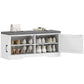 Cushioned Shoe Storage Bench with Doors - White