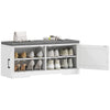 Cushioned Shoe Storage Bench with Doors - White