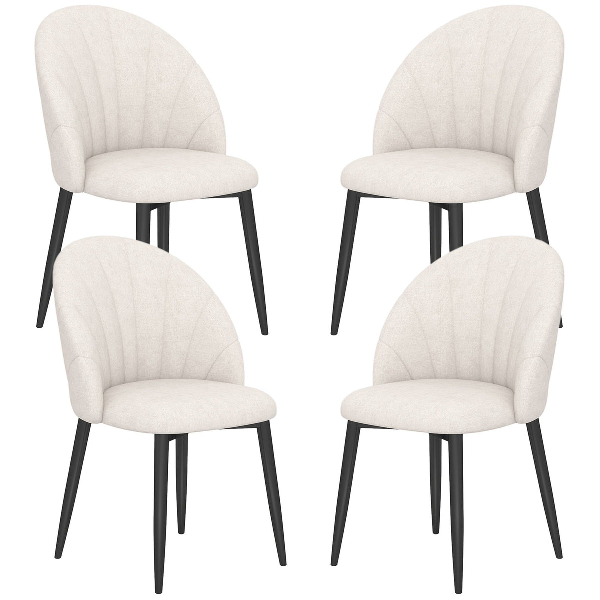 Upholstered Dining Chairs Set of 4 - Cream White