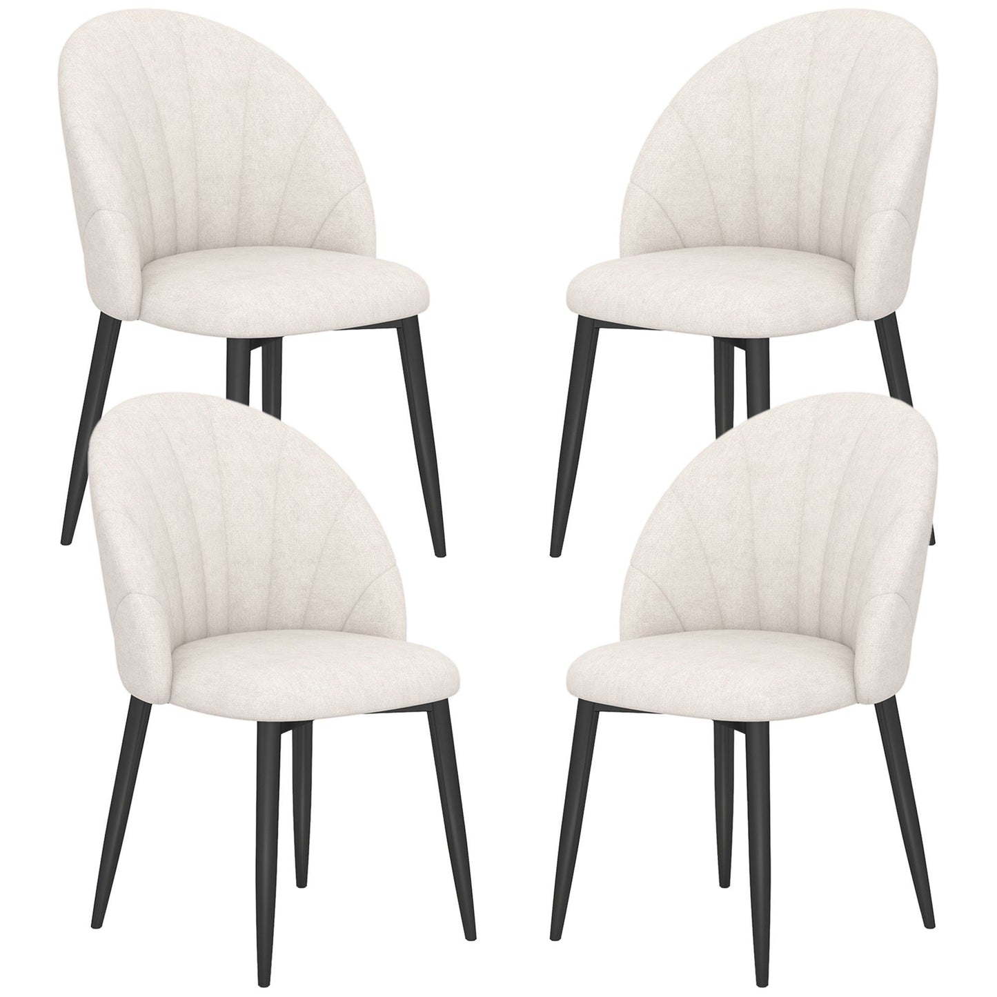 Upholstered Dining Chairs Set of 4 - Cream White