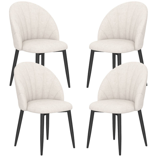 Upholstered Dining Chairs Set of 4 - Cream White