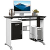 Computer Desk with Keyboard Tray and CPU Stand - Black and White
