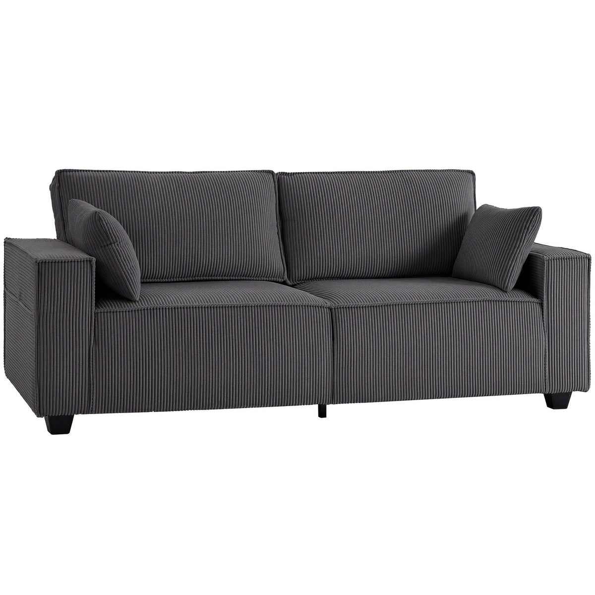 86" 3-Seater Corduroy Sofa - Dark Grey