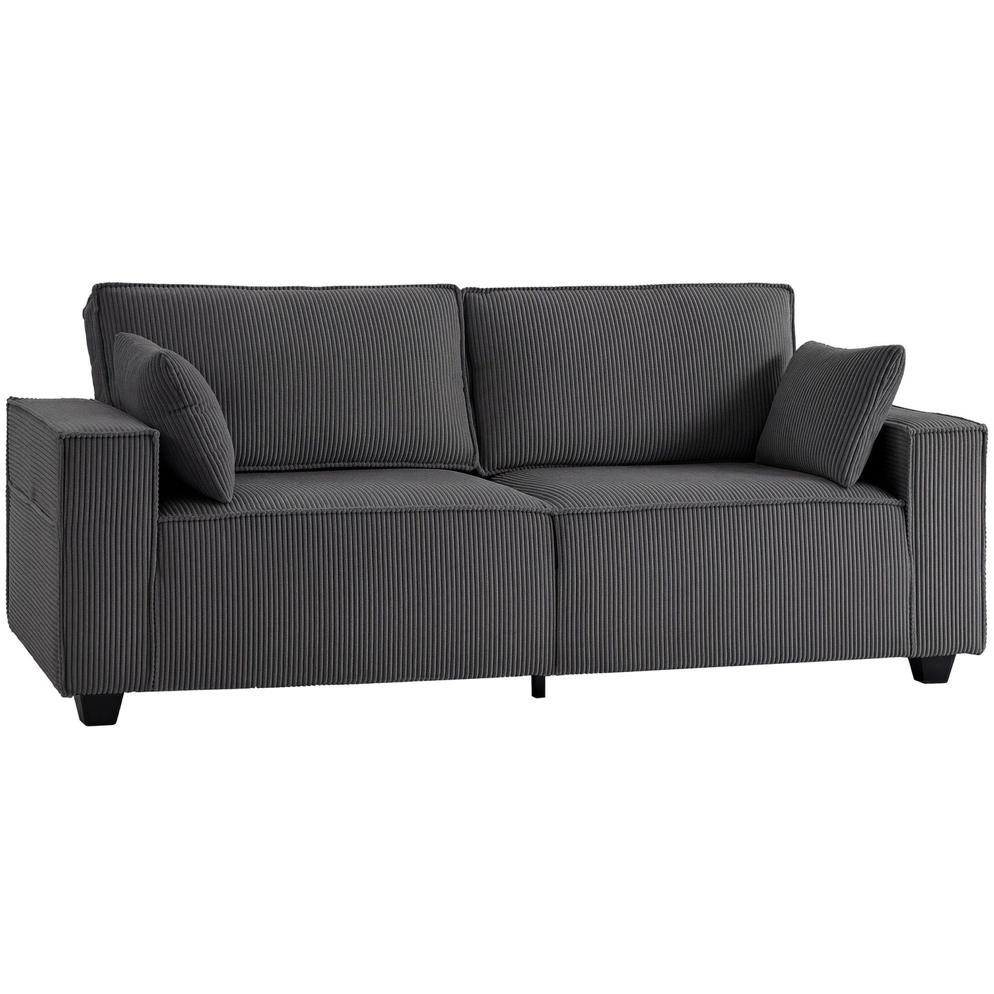 86" 3-Seater Corduroy Sofa - Dark Grey