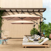 Patio Offset Umbrella UPF 50+ UV Protection, Crank Parasol with Base, Cover & Wind Securing, Khaki