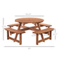 8 Seater Round Wooden Pub Bench & Picnic Table, Patio Dining Set for Outdoor Patio (Umbrella Not Included)