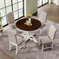 Extendable Dining Table Set with 4 Upholstered Chairs, Stylish Kitchen Table Set with Oak Veneer Top, 54" L x 42" W x 30" H, Off White+Walnut
