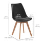 Dining Chairs Set of 4 with PU Leather Cushion - Black