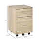 Mobile Filing Cabinet, Vertical File Cabinet with 2 Drawers, Wheels, for Letter or A4 File, Natural