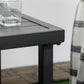 Outdoor Side Table, Patio End Table with Umbrella Hole, Small Coffee Table with Steel Frame for Balcony, Black