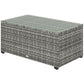 Wicker Outdoor Coffee Table, PE Wicker Rectangular Patio Table with Tempered Glass Top for Garden, Balcony, Light Grey