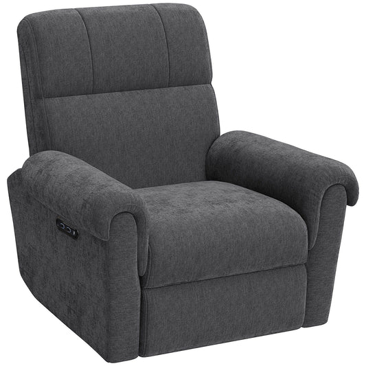 Swivel Power Recliner Chair with USB and Rocking - Dark Grey