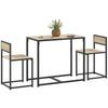 3-Piece Industrial Dining Table Set for 2 - Oak
