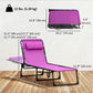 Outdoor Folding Lounge Chair, 4-Level Adjustable Chaise Lounge with Headrest, Tanning Chair Beach Bed, Reclining Lounger Cot for Camping, Hiking, Backyard, Purple