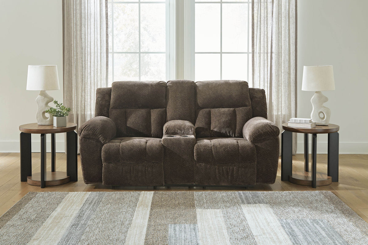 Frohn - Chocolate - Dbl Reclining Loveseat With Console - Fabric - Forward Furniture