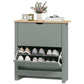 Shoe Storage Cabinet with 2 Flip Drawers and Adjustable Shelves for 8–12 Pairs of Shoes, Light Grey