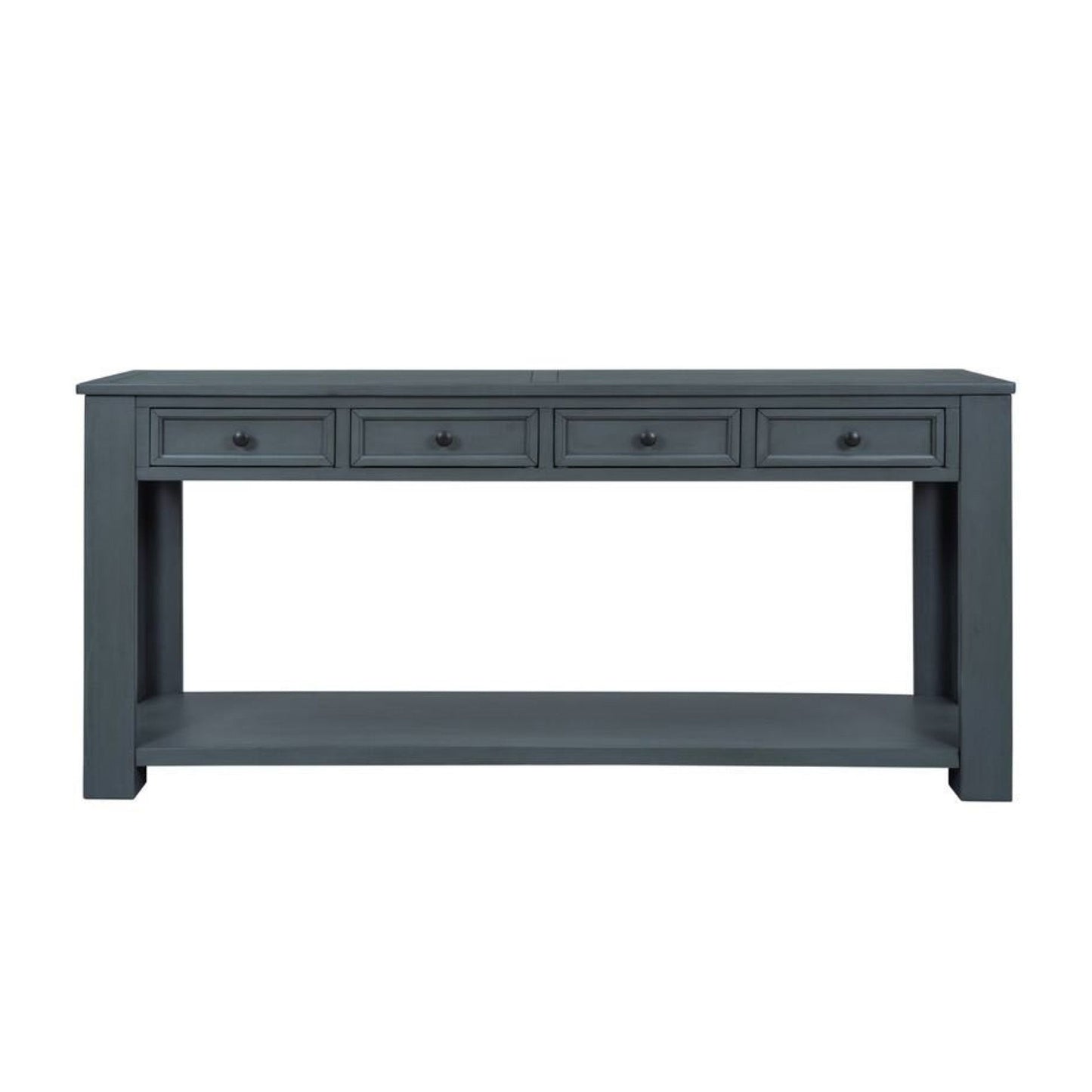 Rustic Chic Console Table with Storage Drawers, Bottom Shelf, Solid Wood Frame, Ideal for Entryway, Hallway, 63" L x 14" W x 30" H, Navy