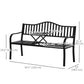 Metal Outdoor Bench with Liftable Middle Table, Patio Loveseat, Garden Bench for Lawn, Porch, Seats 2–3 People, Black