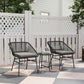 3 Piece Bistro Set, Wicker Outdoor Patio Furniture Set with Glass Top Table, Cushions for Balcony, Porch, Black