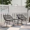 3 Piece Bistro Set, Wicker Outdoor Patio Furniture Set with Glass Top Table, Cushions for Balcony, Porch, Black
