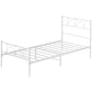 Metal Twin Platform Bed Frame with Headboard, Steel Slat Support, Underbed Storage, No Box Spring Needed, Easy Assembly