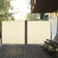236" x 71" Outdoor Privacy Wall, Double Retractable Side Awning, Patio Screen for Garden, Balcony, Cream White