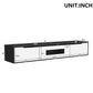 High-Gloss TV Stand with Customizable LED Lighting and Versatile Mounting Options, Modern Design, 71" L x 12" W x 12" H, Black+White