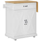 Foldable Rolling Kitchen Island with Drop-Leaf Top - White