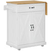 Foldable Rolling Kitchen Island with Drop-Leaf Top - White