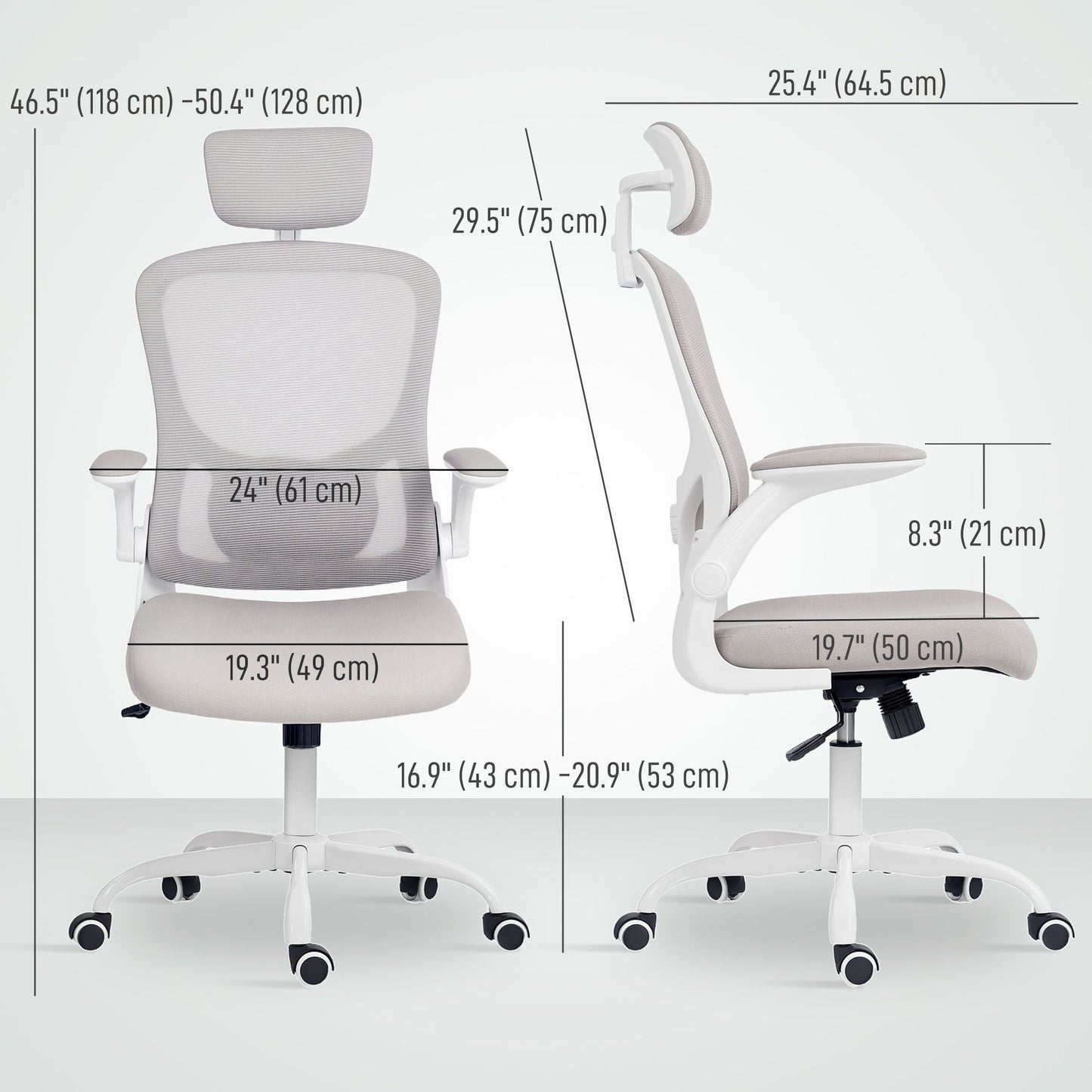 Ergonomic Mesh Office Chair with Lumbar Support - Grey