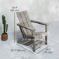 HDPE Plastic Adirondack Chair, Muskoka Chair with High Back and Wide Armrests for Fire Pit, Patio, Porch, Dark Grey