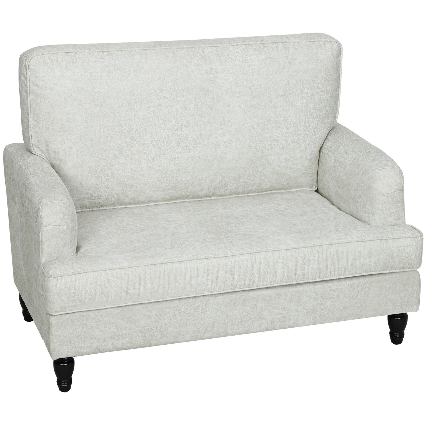 Leathaire Accent Armchair with Turned Legs - Cream White