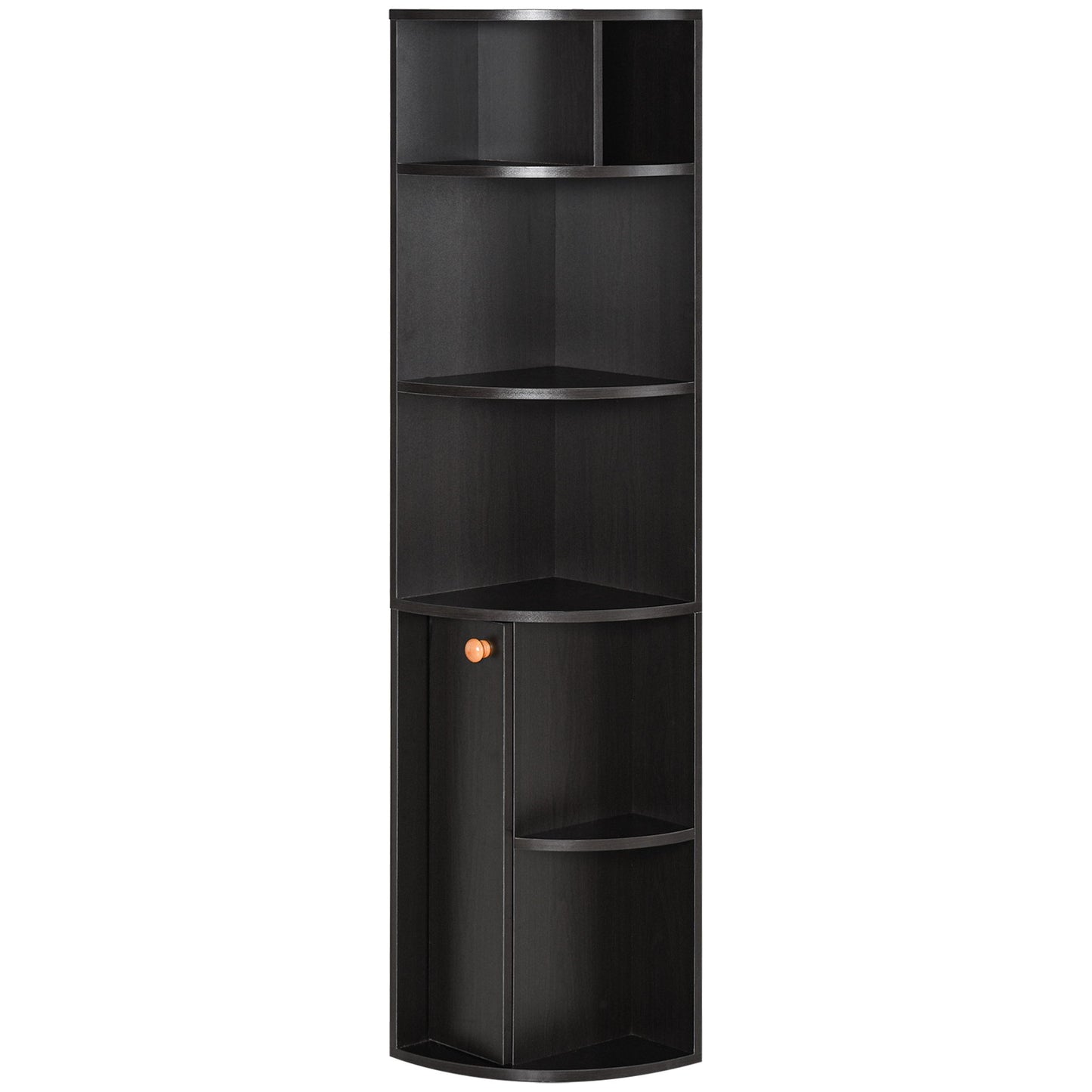 5-Tier Corner Bookcase, Storage Bookshelf, Freestanding Display Shelves with Open Compartments and Cabinet for Home Office, Living Room, Study, Black