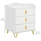 Drawer Chest, 3-Drawer Storage Cabinet Unit with Metal Legs for Living Room, 19.7"x15.7"x24.8", White