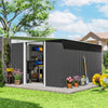 11' x 9' Steel Garden Storage Shed, Outdoor Metal Tool House with Double Sliding Doors, Dark Grey