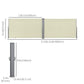 236" x 63" Outdoor Privacy Wall, Double Retractable Side Awning, Patio Screen for Garden, Balcony, Backyard, Cream White