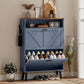 Shoe Storage Cabinet with 2 Flip Drawers, Farmhouse Narrow Shoe Cabinet, Holds Up to 16 Pairs, Blue