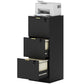 Lockable Filing Cabinet with 3 Fluted Drawers, File Cabinet with Adjustable Hanging Rails for A4 Letter Files, Black