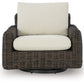 Kimora - Beige / Dark Brown - Swivel Glider Lounge With Cushion