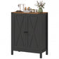 Shoe Cabinet with Barn Doors, Farmhouse Shoe Storage Cabinet with Adjustable Shelves, Holds up to 15 Pairs, Black